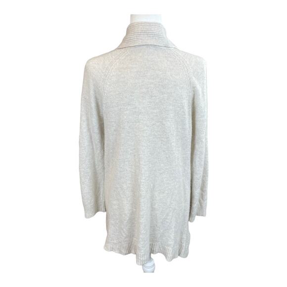 J Jill Pure Jill Cardigan Medium Wool Lagenlook Minimalist Neutral Open Ribbed - Picture 5 of 10